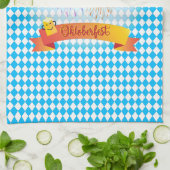 オクトーバーフェストビールフェスティバル装飾ブルーパターン キッチンタオル (折り畳み)