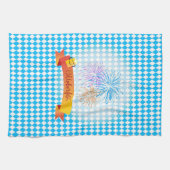 オクトーバーフェストビールフェスティバル装飾ブルーパターン キッチンタオル (横)
