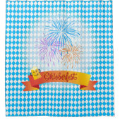 オクトーバーフェストビールフェスティバル装飾ブルーパターン シャワーカーテン (正面)