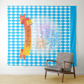 オクトーバーフェストビールフェスティバル装飾ブルーパターン タペストリー (インサイチュ(横))