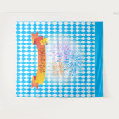 オクトーバーフェストビールフェスティバル装飾ブルーパターン タペストリー (正面(横))