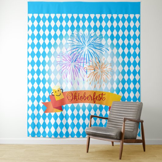 オクトーバーフェストビールフェスティバル装飾ブルーパターン タペストリー (インサイチュ)