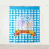 オクトーバーフェストビールフェスティバル装飾ブルーパターン タペストリー (正面)