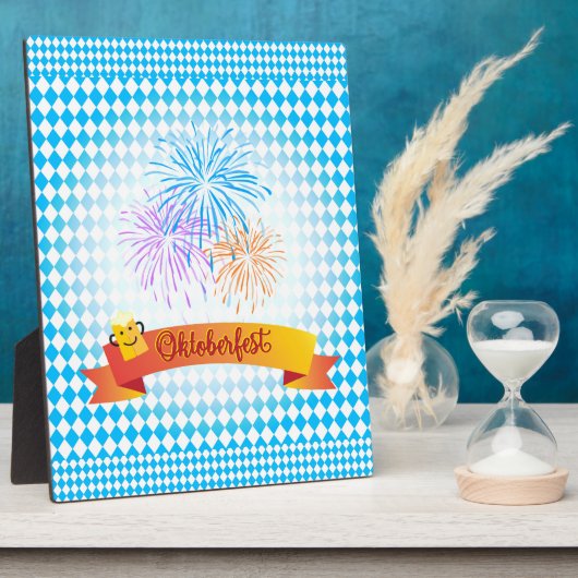 オクトーバーフェストビールフェスティバル装飾ブルーパターン フォトプラーク (側面)