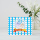 オクトーバーフェストビールフェスティバル装飾ブルーパターン ポストカード (スタンド正面)