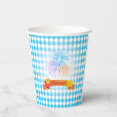 オクトーバーフェストビールフェスティバル装飾ブルーパターン 紙コップ (裏面)