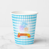 オクトーバーフェストビールフェスティバル装飾ブルーパターン 紙コップ (正面)