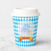 オクトーバーフェストビールフェスティバル装飾ブルーパターン 紙コップ (裏面)