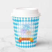 オクトーバーフェストビールフェスティバル装飾ブルーパターン 紙コップ (正面)
