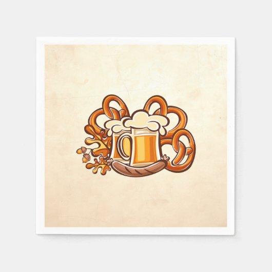 オクトーバーフェストビールプレッツェル スタンダードカクテルナプキン (正面)