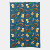 オクトーバーフェストビールプレッツェル&ソーセージBavarian キッチンタオル (縦)