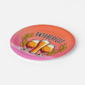 オクトーバーフェストビールレディースグラスオンピンクパステル7" ペーパープレート (アングル)