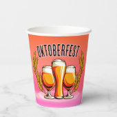 オクトーバーフェストビールレディースグラスオンピンクパステル8oz 紙コップ (裏面)