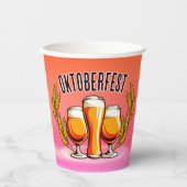 オクトーバーフェストビールレディースグラスオンピンクパステル8oz 紙コップ (正面)