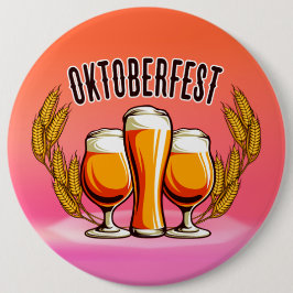 オクトーバーフェストビールレディースグラスオンピンクパステル 缶バッジ