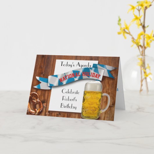 オクトーバーフェストビール好おもしろいき誕生日の退職 カード (黄色い花)