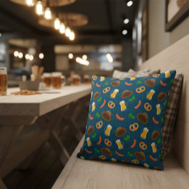 オクトーバーフェストビール、プレッツェル&ソーセージパターンスロー クッション