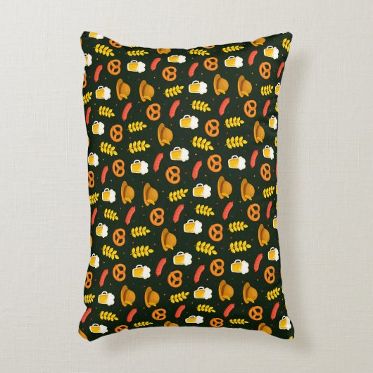 オクトーバーフェストビール、プレッツェル、小麦、ソーセージ アクセントクッション (正面(垂直))