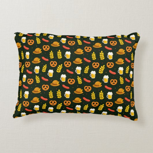 オクトーバーフェストビール、プレッツェル、小麦、ソーセージ アクセントクッション (裏面)