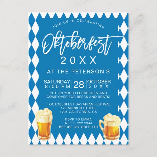 オクトーバーフェストフェスティバルパーティータイポグラフィバイエルン シーズンポストカード (正面)
