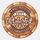 オクトーバーフェストフェスティバルブラウン木製ビールバレル ラウンドシール (正面)