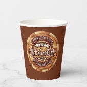 オクトーバーフェストフェスティバルブラウン木製ビールバレル 紙コップ (正面)