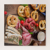 オクトーバーフェストフードテイスティプレッツェルズソーセージ ジグソーパズル (横)