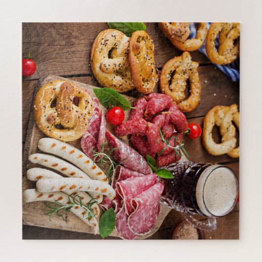 オクトーバーフェストフードテイスティプレッツェルズソーセージ ジグソーパズル (横)