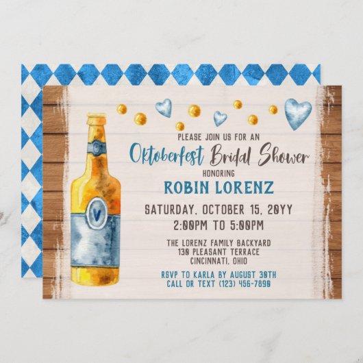 オクトーバーフェストブライダルシャワーババリアンビールパーティー 招待状 (正面/裏面)