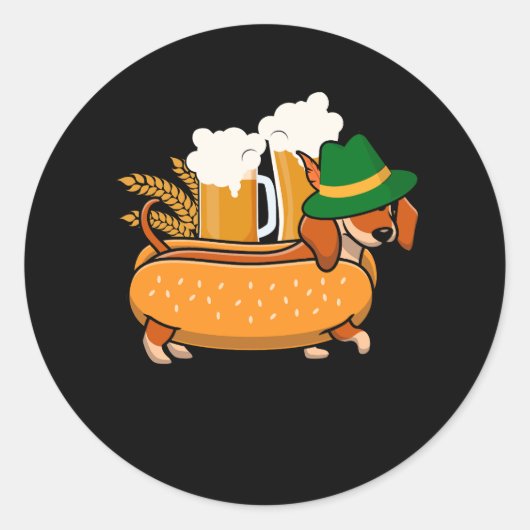 オクトーバーフェストプレッツェルダッシュンドウィナーホットドッグドイツ ラウンドシール (正面)