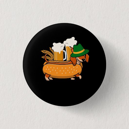 オクトーバーフェストプレッツェルダッシュンドウィナーホットドッグドイツ 缶バッジ (正面)
