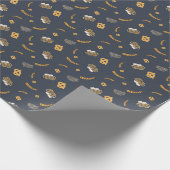 オクトーバーフェストプレッツェルビールフェスティバルパターンブルー ラッピングペーパー (角)