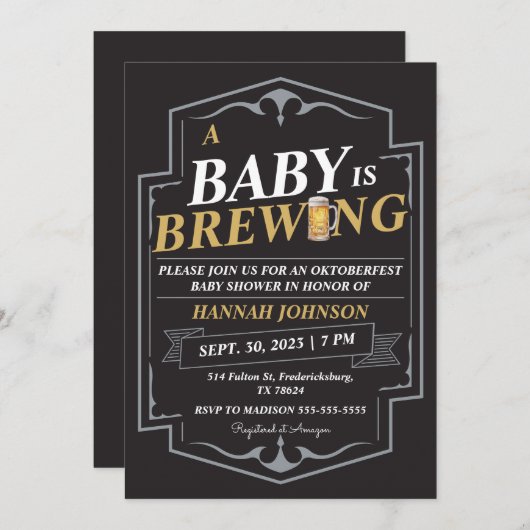 オクトーバーフェストベビーは醸造ベビーシャワー招待状 招待状 (正面/裏面)