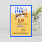 オクトーバーフェストベビーシャワーベビーはビールのプレッツ醸造 招待状 (スタンド正面)