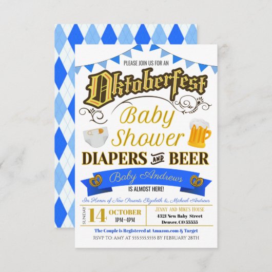 オクトーバーフェストベビーシャワー招待状 招待状 (正面/裏面)