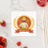 オクトーバーフェストマンインアルパインハットとビール スタンダードカクテルナプキン (インサイチュ)