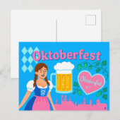 オクトーバーフェストミュンヘンのシルエットとディルンドの女性 シーズンポストカード (正面/裏面)