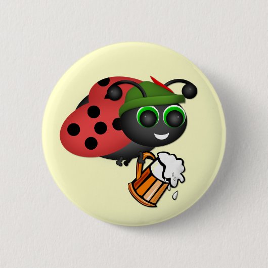 オクトーバーフェストラディバグとビール 缶バッジ (正面)