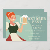 オクトーバーフェストレディとビール招待状 招待状 (正面/裏面)