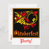 オクトーバーフェスト冠パーティの招待状 インビテーションポストカード (正面/裏面)