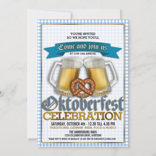 オクトーバーフェスト年間お祝いパーティの招待状 招待状 (正面)