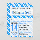 オクトーバーフェスト招待灰色の青 招待状 (正面/裏面)