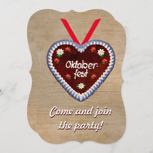 オクトーバーフェスト招待状とジンジャーブレッドハート 招待状 (正面/裏面)
