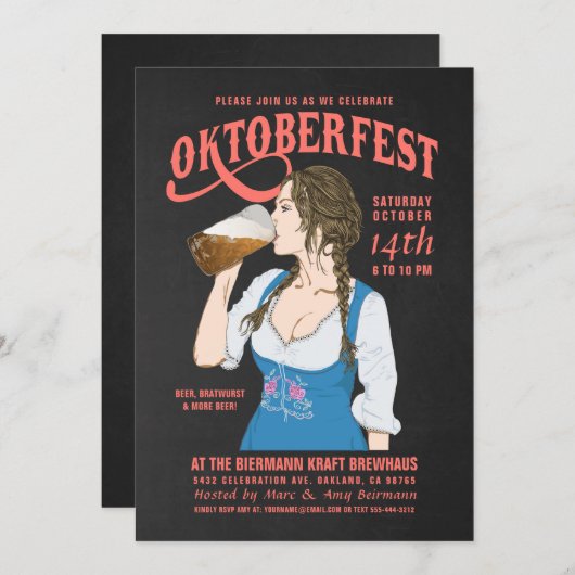 オクトーバーフェスト招待状オクトーバーフェストガール 招待状 (正面/裏面)