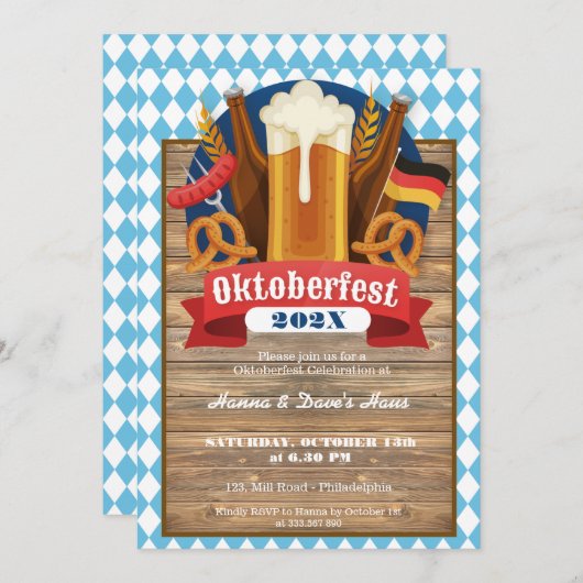 オクトーバーフェスト招待状カード サンキューカード (正面/裏面)