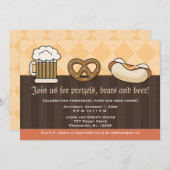 オクトーバーフェスト招待状ビールマグプレッツェルホットドッグ 招待状 (正面/裏面)