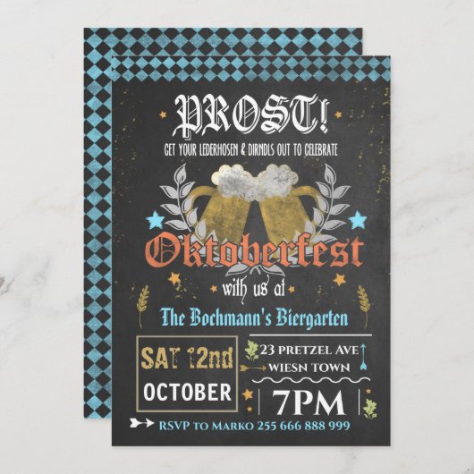 オクトーバーフェスト招待状-ビールパーティの招待状 招待状 (正面/裏面)