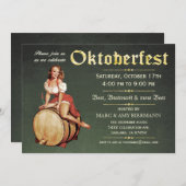 オクトーバーフェスト招待状(ヴィンテージ) v.2 （緑） 招待状 (正面/裏面)