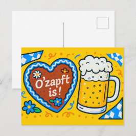 オクトーバーフェスト漫画ハート及びビールイラストレーション シーズンポストカード