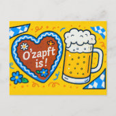 オクトーバーフェスト漫画ハート及びビールイラストレーション シーズンポストカード (正面)